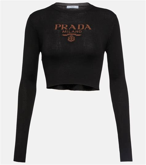 top cropped prada|prada nylon high neck top.